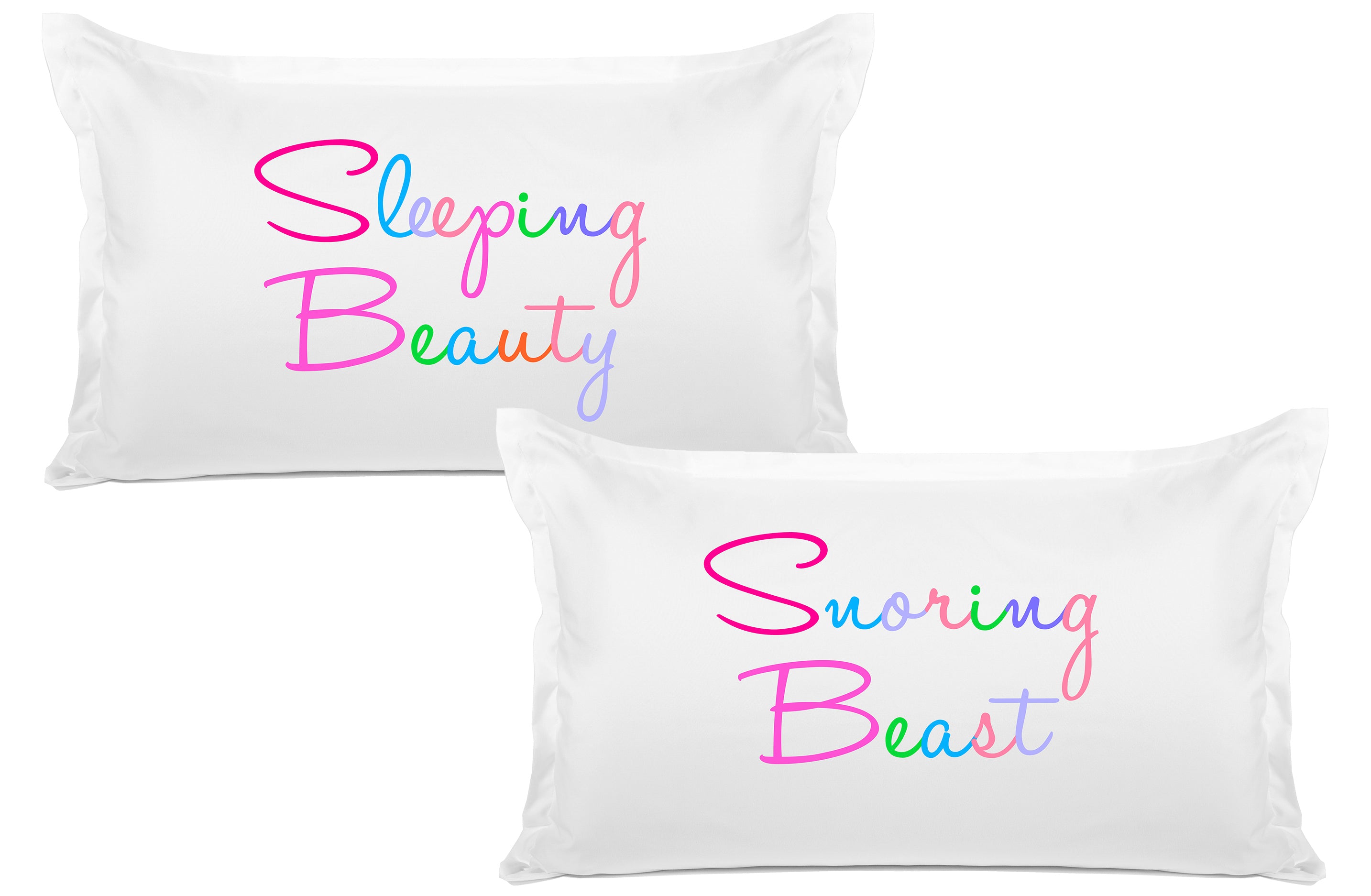 Sleeping Beauty, Snoring Beast - His & Hers Pillowcase Collection-Di Lewis