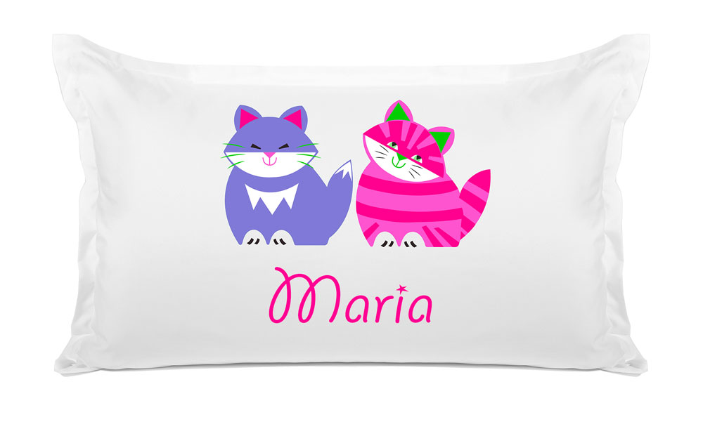 Pink & Purple Cats - Personalized Kids Pillowcase Collection