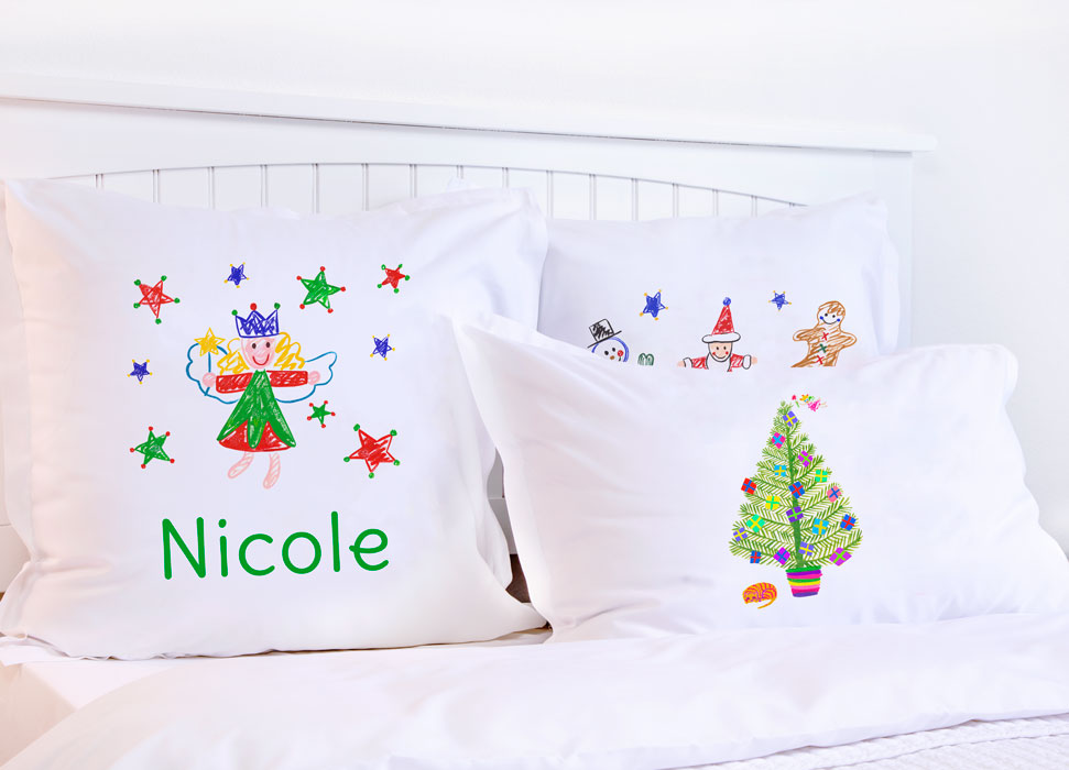 Christmas Stars Red & Green - Kids Personalized Pillowcase Collection