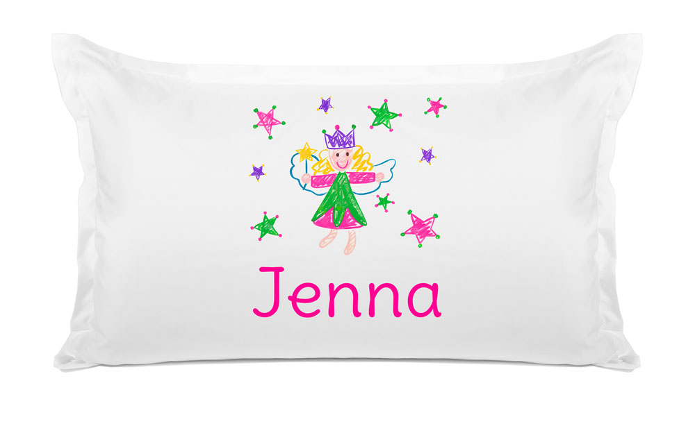 Christmas Fairy Stars Pink & Green - Kids Personalized Pillowcase Collection