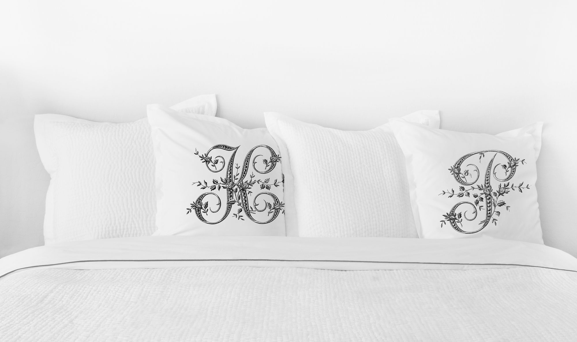 Vintage French Monogram Letter K Pillowcase