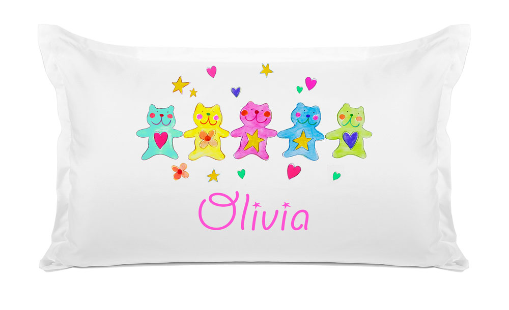 Pretty Colorful Bears - Personalized Kids Pillowcase Collection