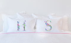 Floral Watercolor Monogram Letter S Pillowcase