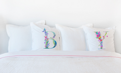 Floral Watercolor Monogram Letter B Pillowcase