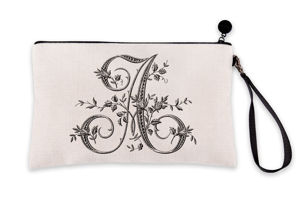 Vintage French Monogram Letter A Makeup Bag