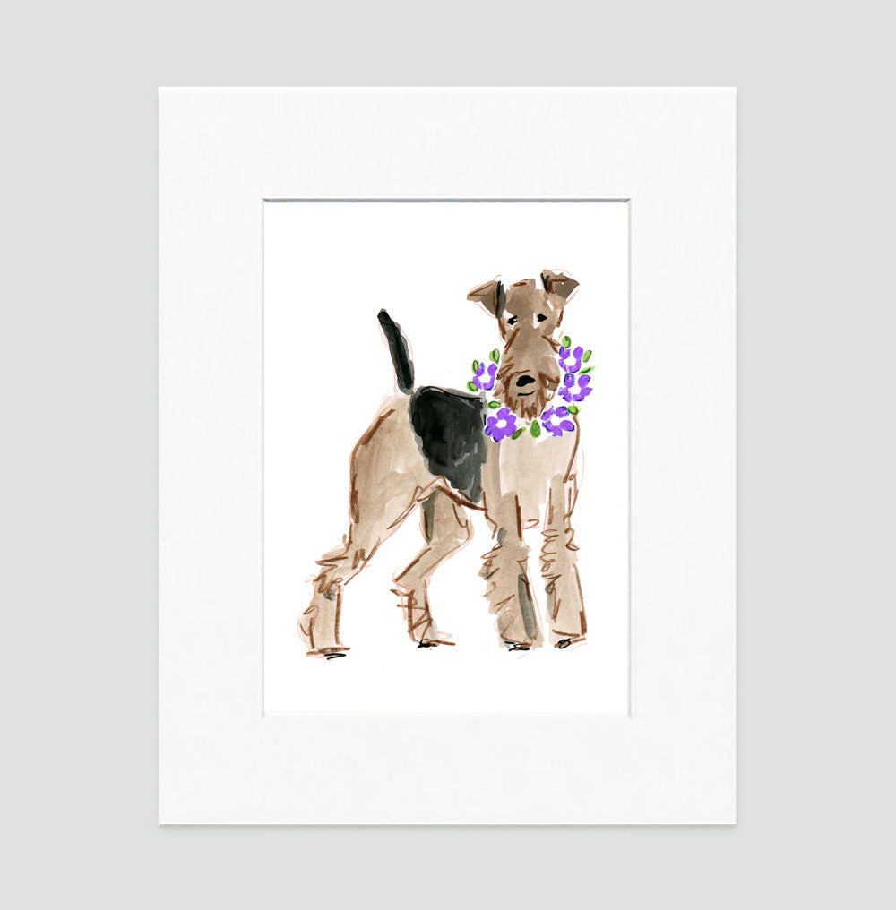 Alfie Airedale Art Print - Dog Illustrations Wall Art Collection-Di Lewis