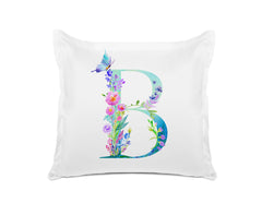 Floral Watercolor Monogram Letter B Pillowcase