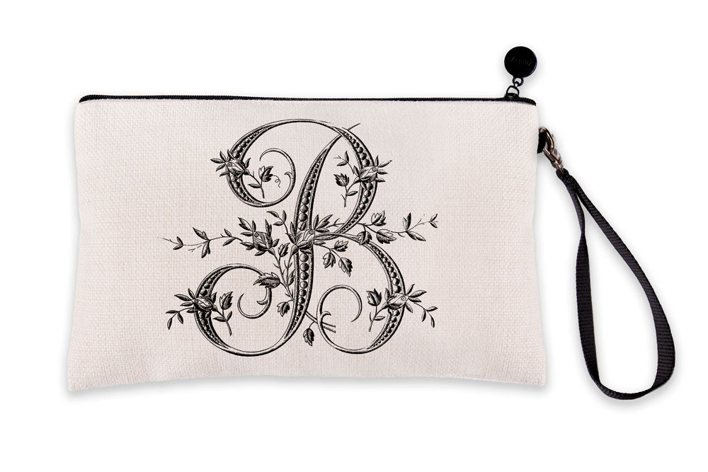 Vintage French Monogram Letter B Makeup Bag