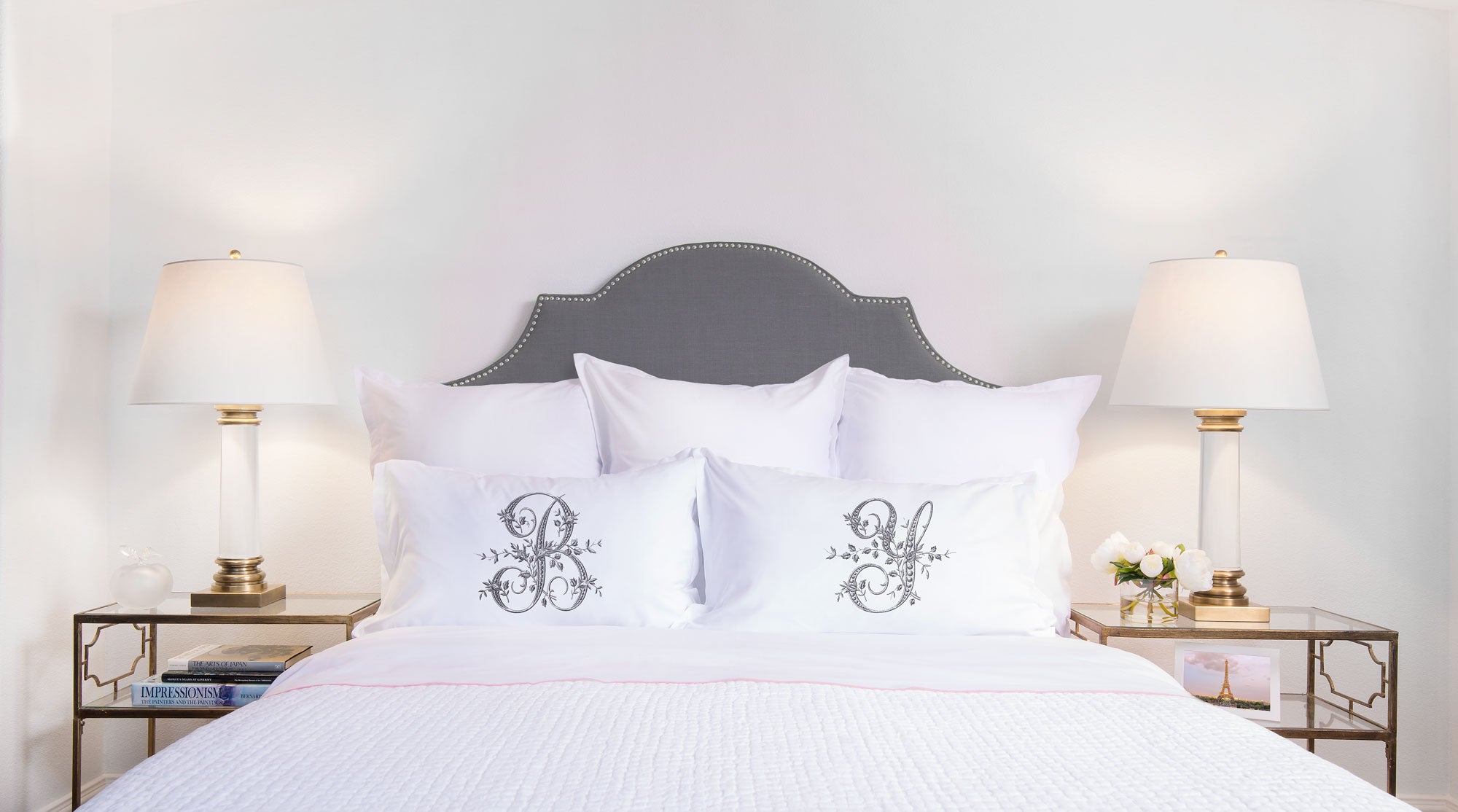 Vintage French Monogram Letter B Pillowcase