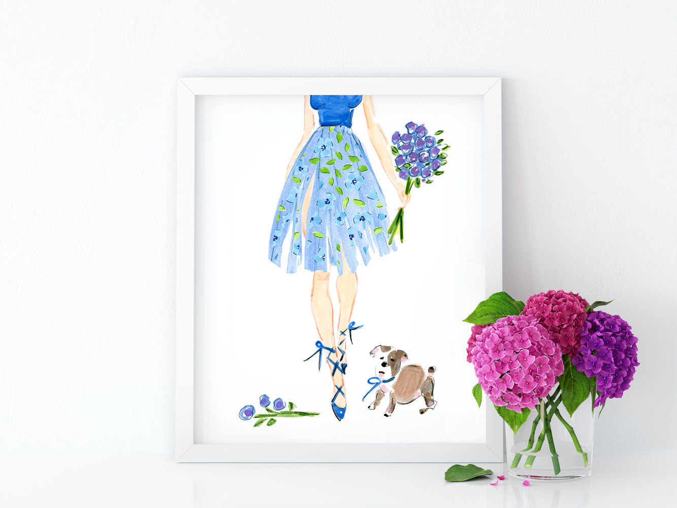 Ballerina In Blue Art Print - Fashion Illustration Wall Art Collection-Di Lewis