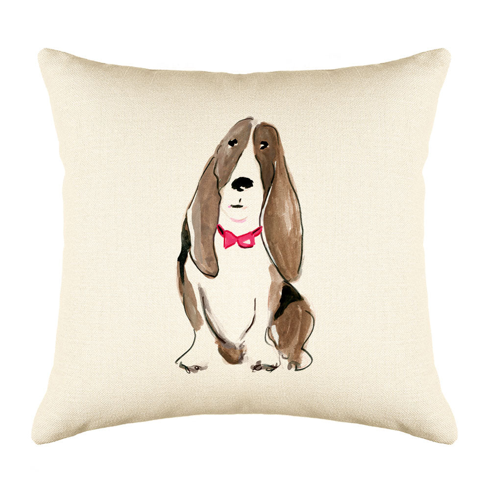 Buster Basset Throw Pillow Cover - Dog Illustration Throw Pillow Cover Collection-Di Lewis