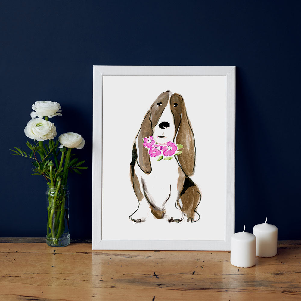 Bella Bassett Art Print - Dog Illustrations Wall Art Collection-Di Lewis