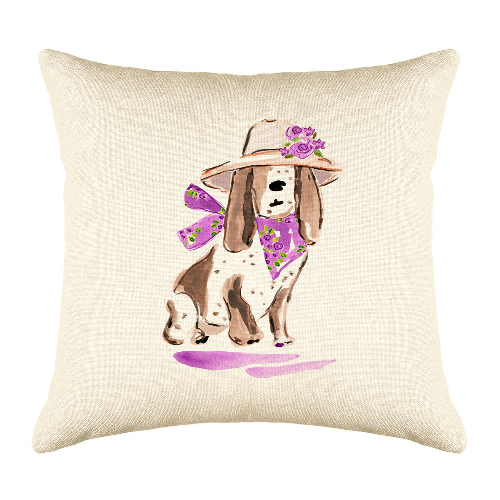 Purple Hat Basset Throw Pillow Cover - Dog Illustration Throw Pillow Cover Collection Betsy Basset Throw Pillow Cover - Dog Illustration Throw Pillow Cover Collection-Di Lewis