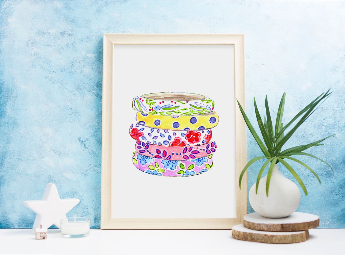 Beach Bangles Art Print - Fashion Illustration Wall Art Collection-Di Lewis