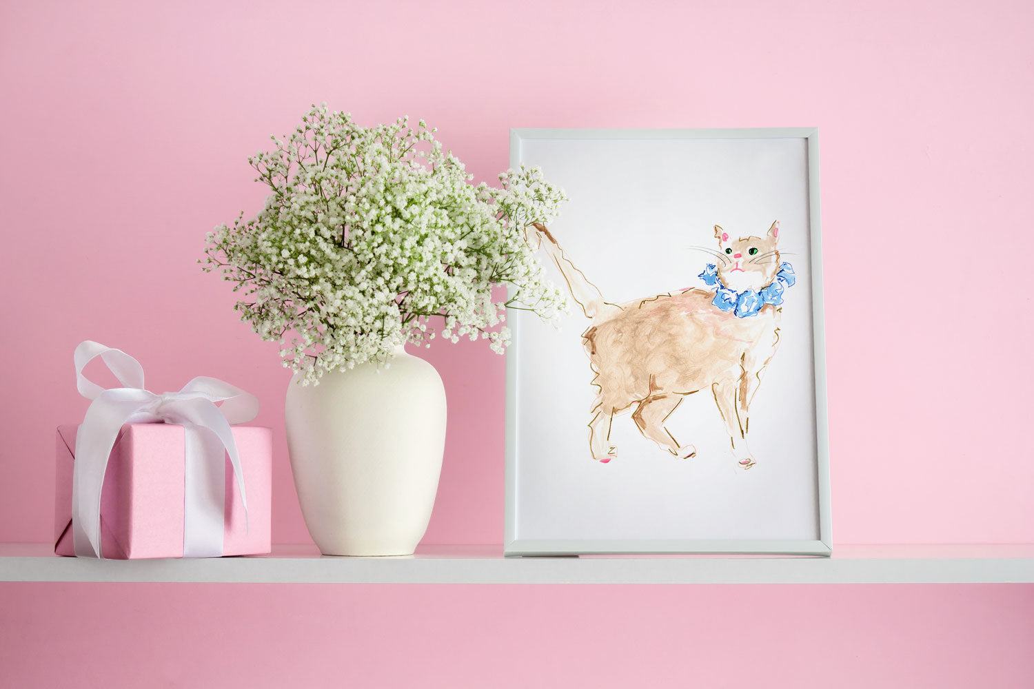 Orange Cat Art Print - Cat Illustrations Wall Art Collection-Di Lewis