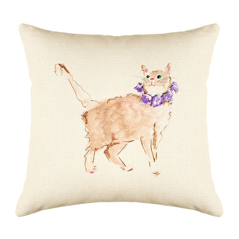 Orange Cat Throw Pillow Cover - Cat Illustration Throw Pillow Cover Collection-Di Lewis