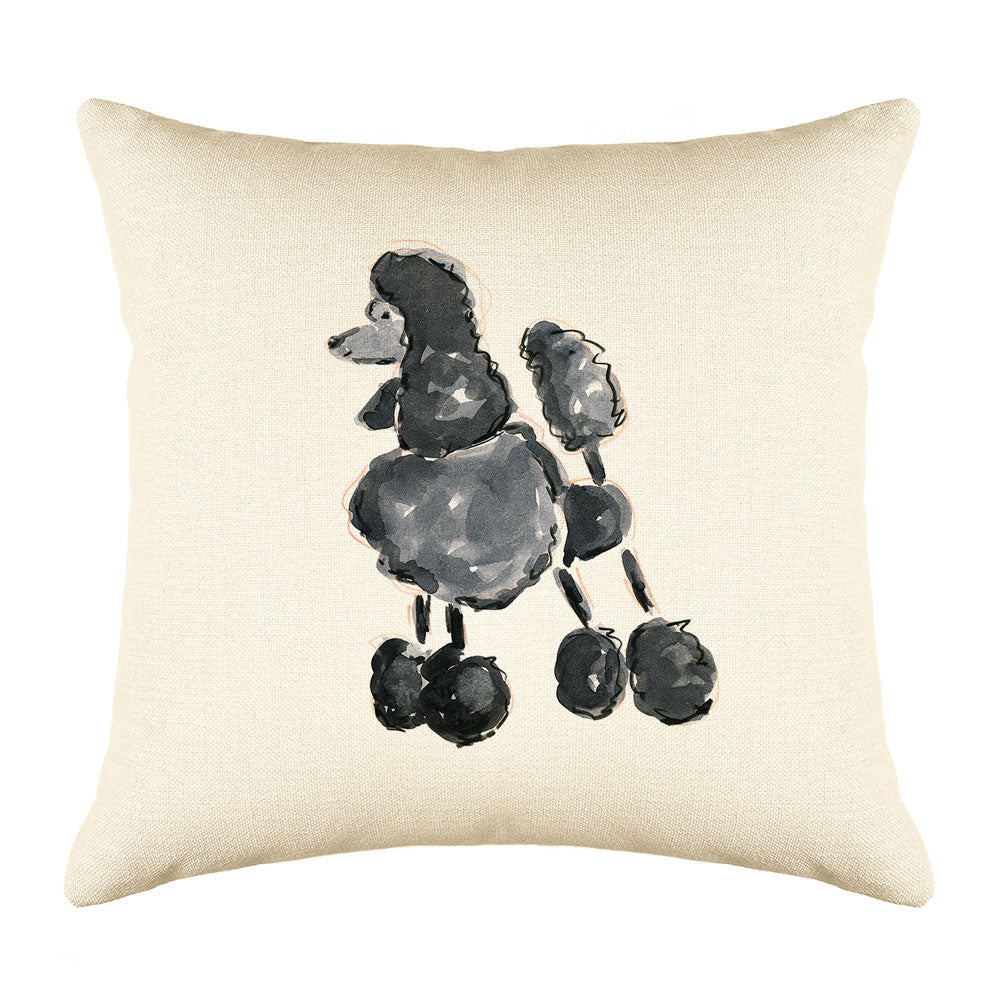 Black French Poodle Throw Pillow Cover - Dog Illustration Throw Pillow Cover Collection Pixie Poodle Throw Pillow Cover - Dog Illustration Throw Pillow Cover Collection-Di Lewis