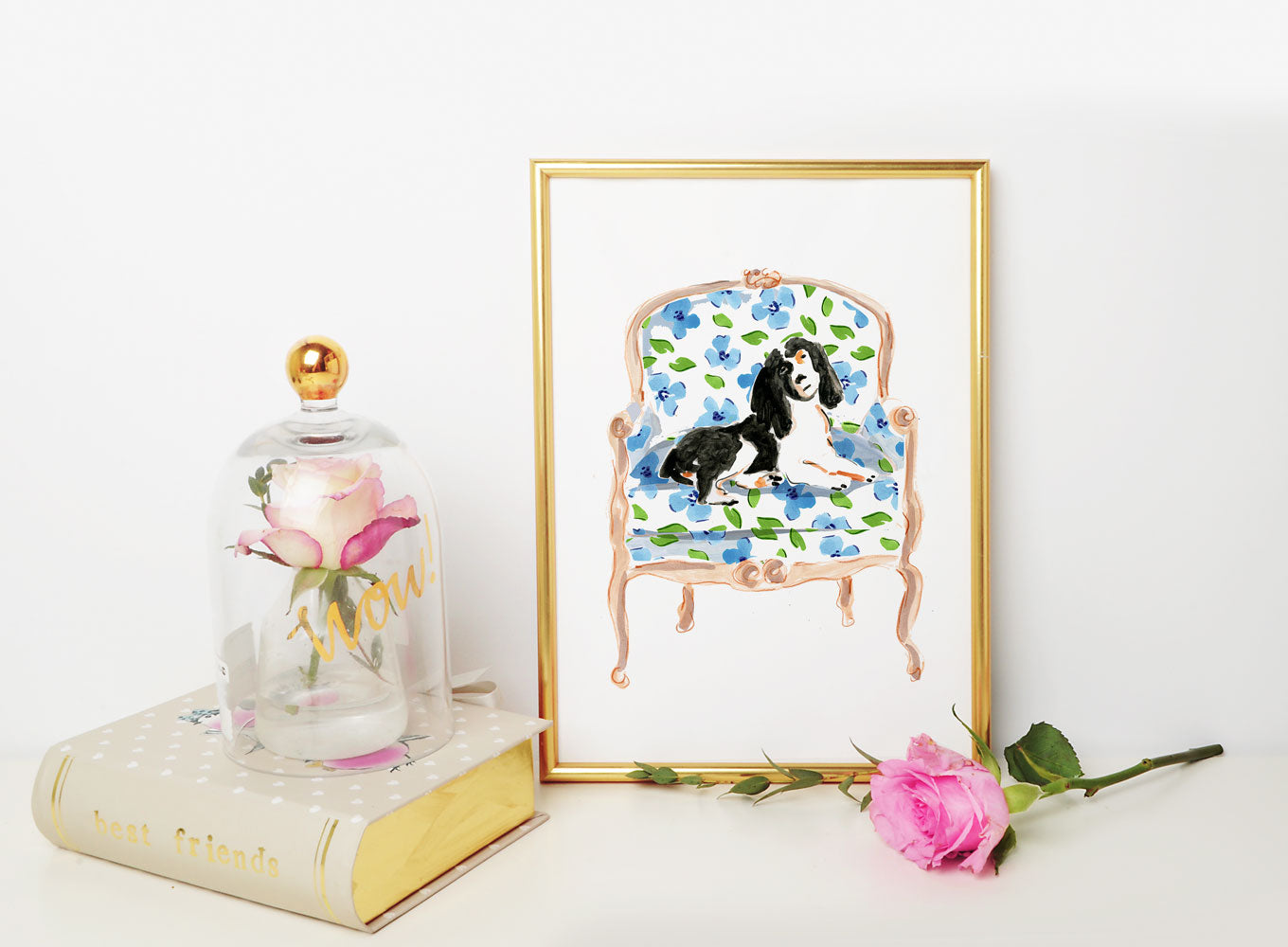 Mr. Bojangles The Spaniel Art Print - Dog Illustrations Wall Art Collection-Di Lewis