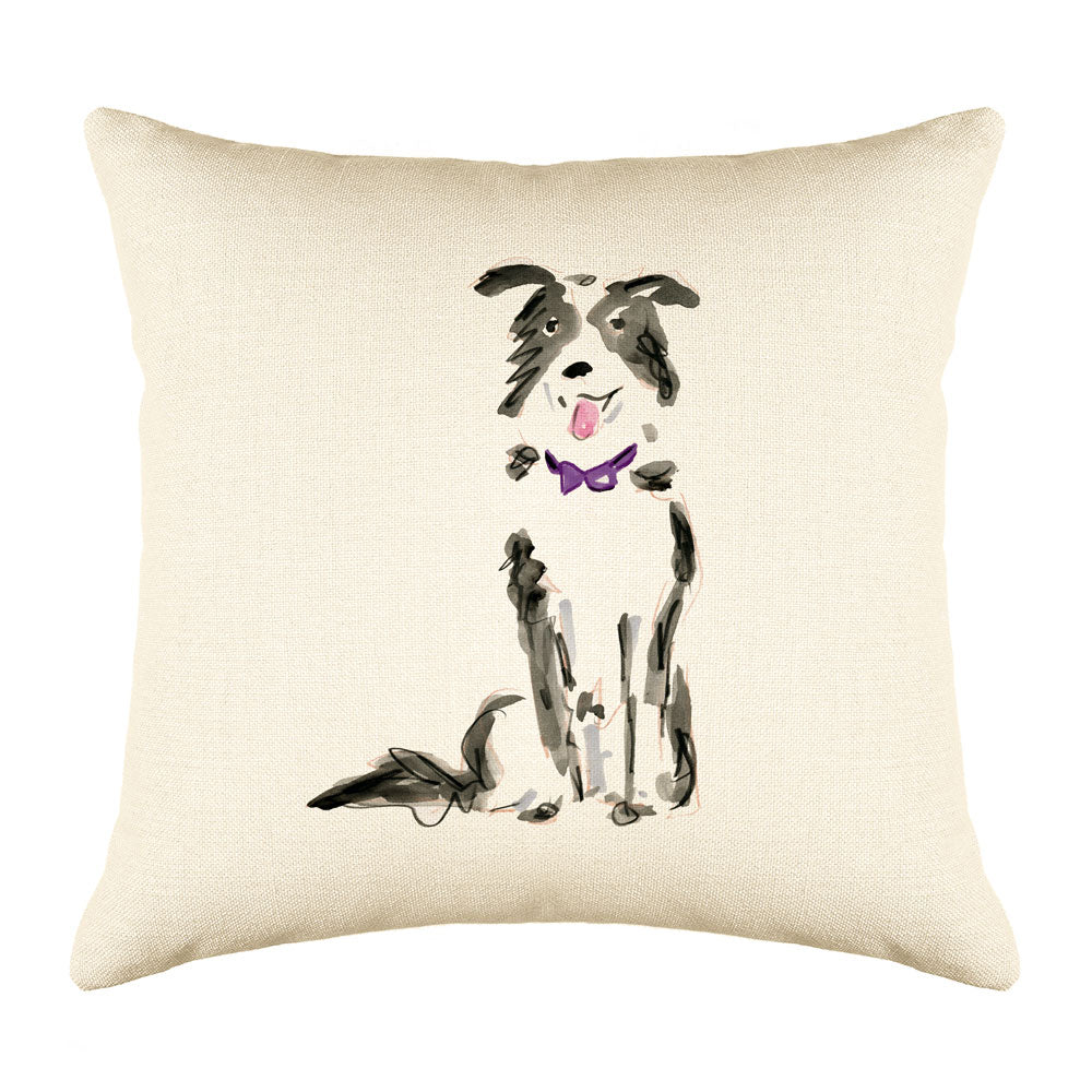 Border Collie Throw Pillow Cover - Dog Illustration Throw Pillow Cover Collection Benji Border Collie Throw Pillow Cover - Dog Illustration Throw Pillow Cover Collection-Di Lewis