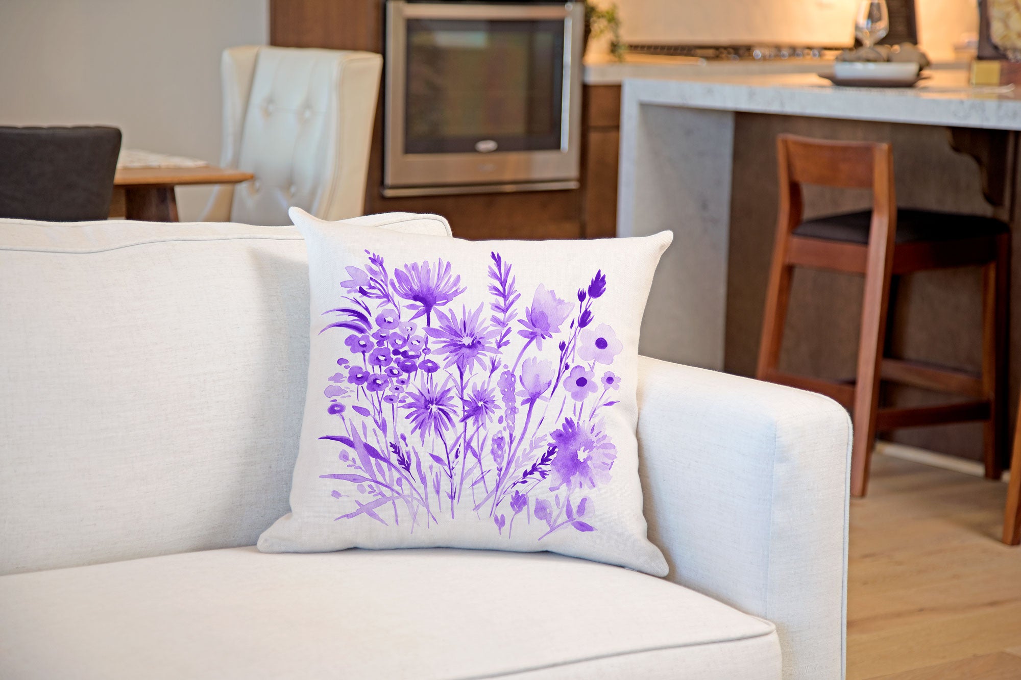 Purple Botanical Floral Throw Pillow Cover - Decorative Designs Throw Pillow Cover Collection