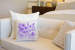 Purple Botanical Floral Throw Pillow Cover - Decorative Designs Throw Pillow Cover Collection