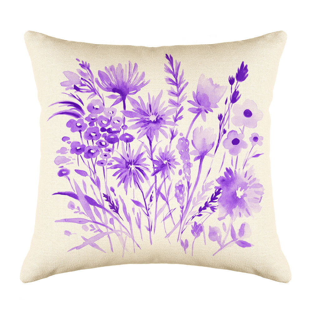 Purple Botanical Floral Throw Pillow Cover - Decorative Designs Throw Pillow Cover Collection