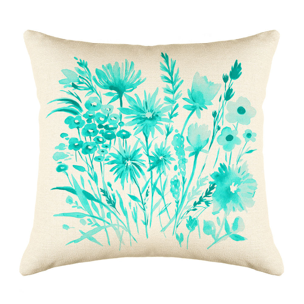 Turquoise Botanical Floral Throw Pillow Cover - Decorative Designs Throw Pillow Cover Collection Turquoise Botanical Floral Throw Pillow Cover - Decorative Designs Throw Pillow Cover Collection