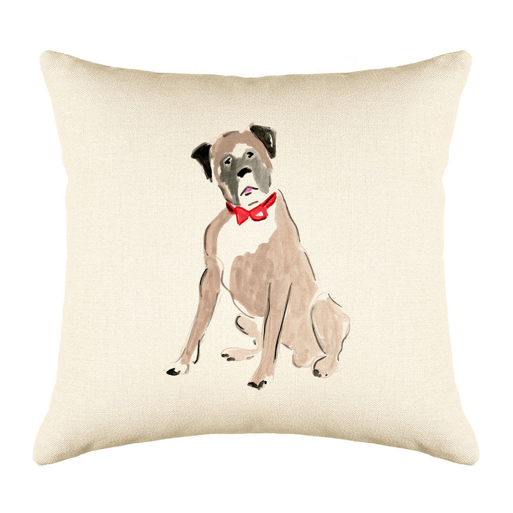 Bobby Boxer Throw Pillow Cover - Dog Illustration Throw Pillow Cover Collection-Di Lewis