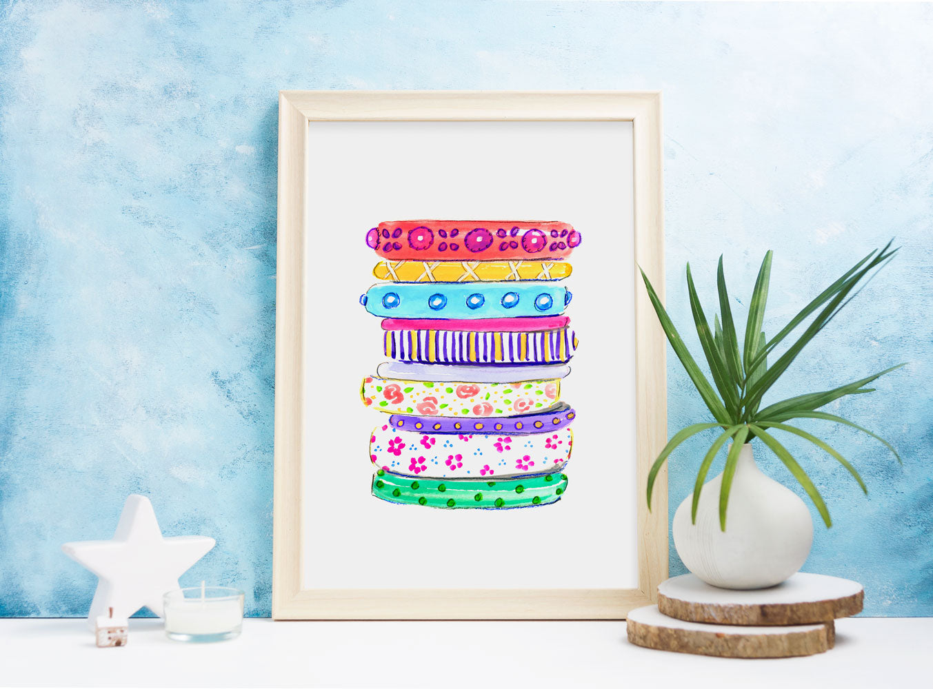 Bright Bangles Art Print - Fashion Illustration Wall Art Collection-Di Lewis