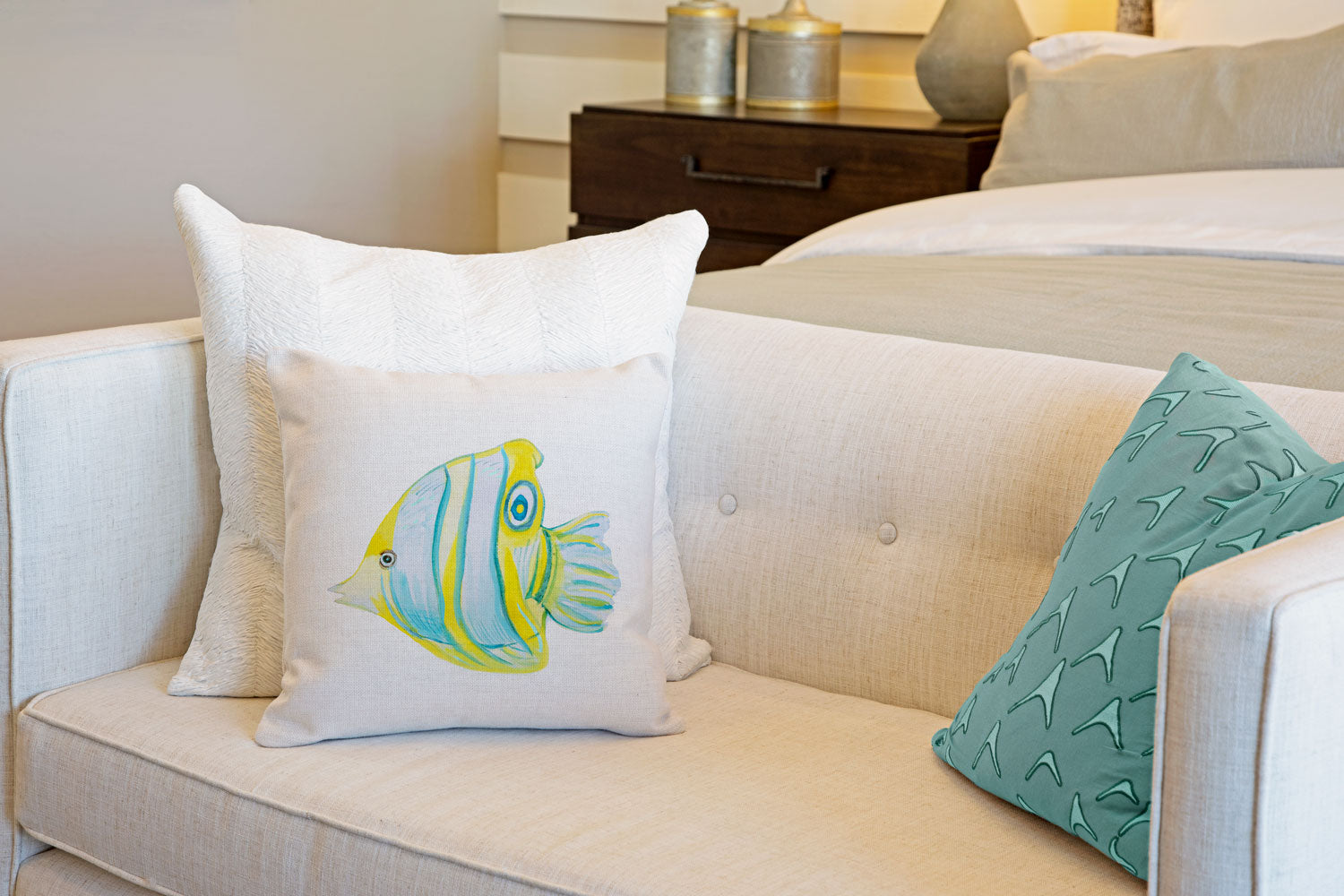 Butterflyfish Throw Pillow Cover - Coastal Designs Throw Pillow Cover Collection-Di Lewis