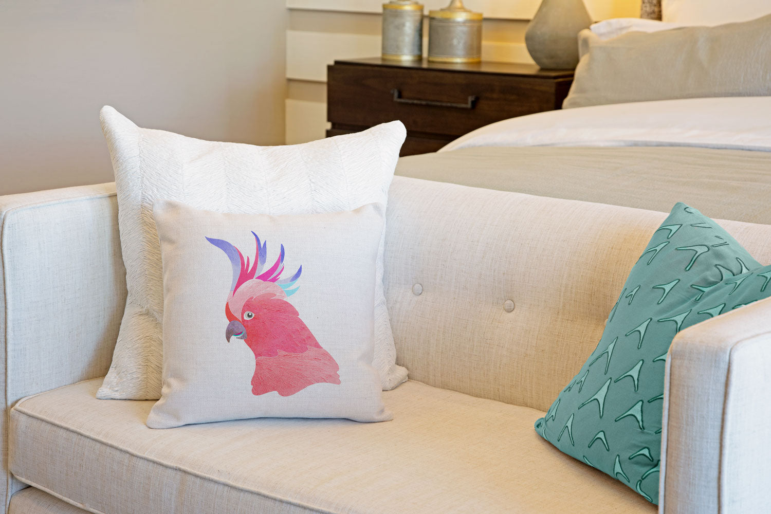 Cockatoo Throw Pillow Cover - Coastal Designs Throw Pillow Cover Collection-Di Lewis