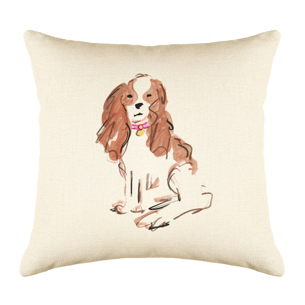 Sparky Spaniel Throw Pillow Cover - Dog Illustration Throw Pillow Cover Collection-Di Lewis