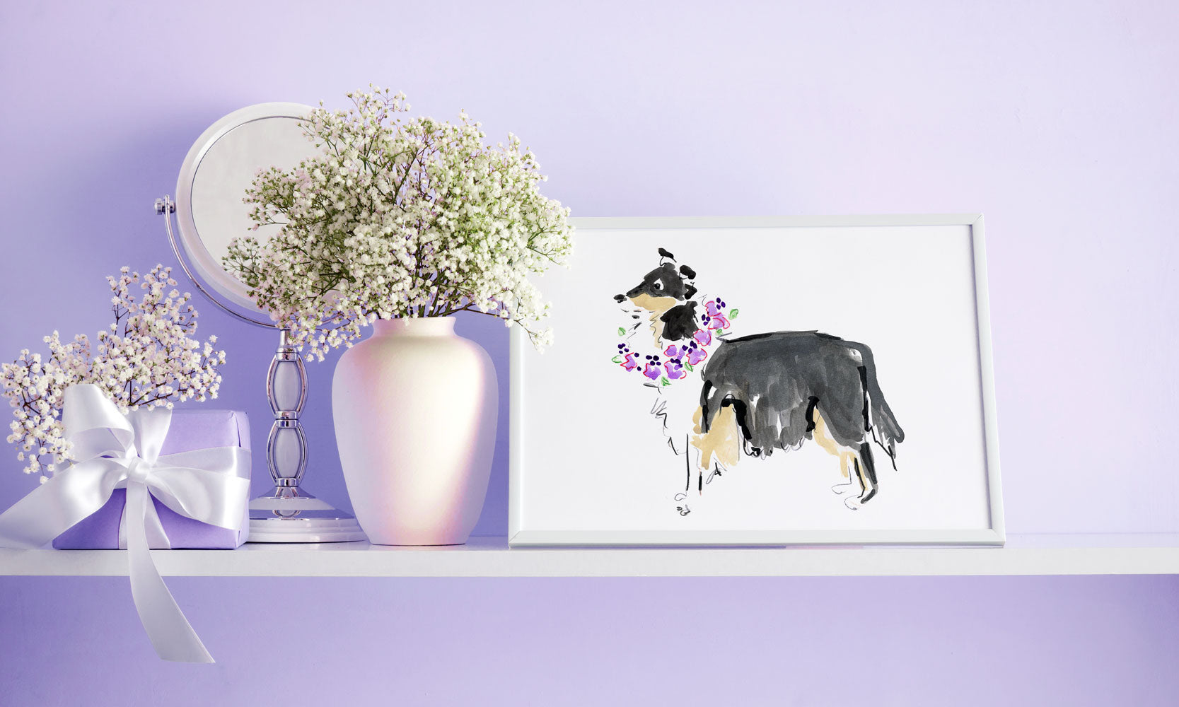 Cleo Collie Art Print - Dog Illustrations Wall Art Collection-Di Lewis
