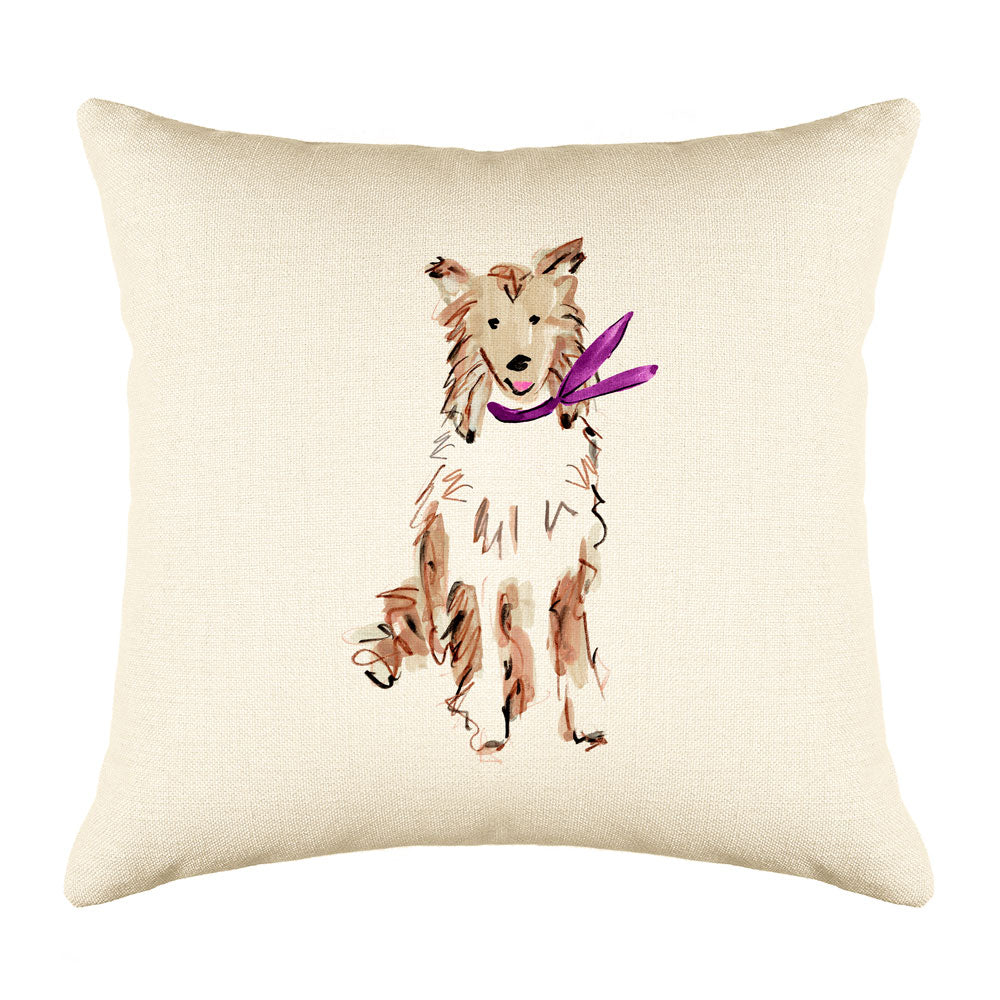 Purple Collar Collie Throw Pillow Cover - Dog Illustration Throw Pillow Cover Collection Conrad Collie Throw Pillow Cover - Dog Illustration Throw Pillow Cover Collection-Di Lewis
