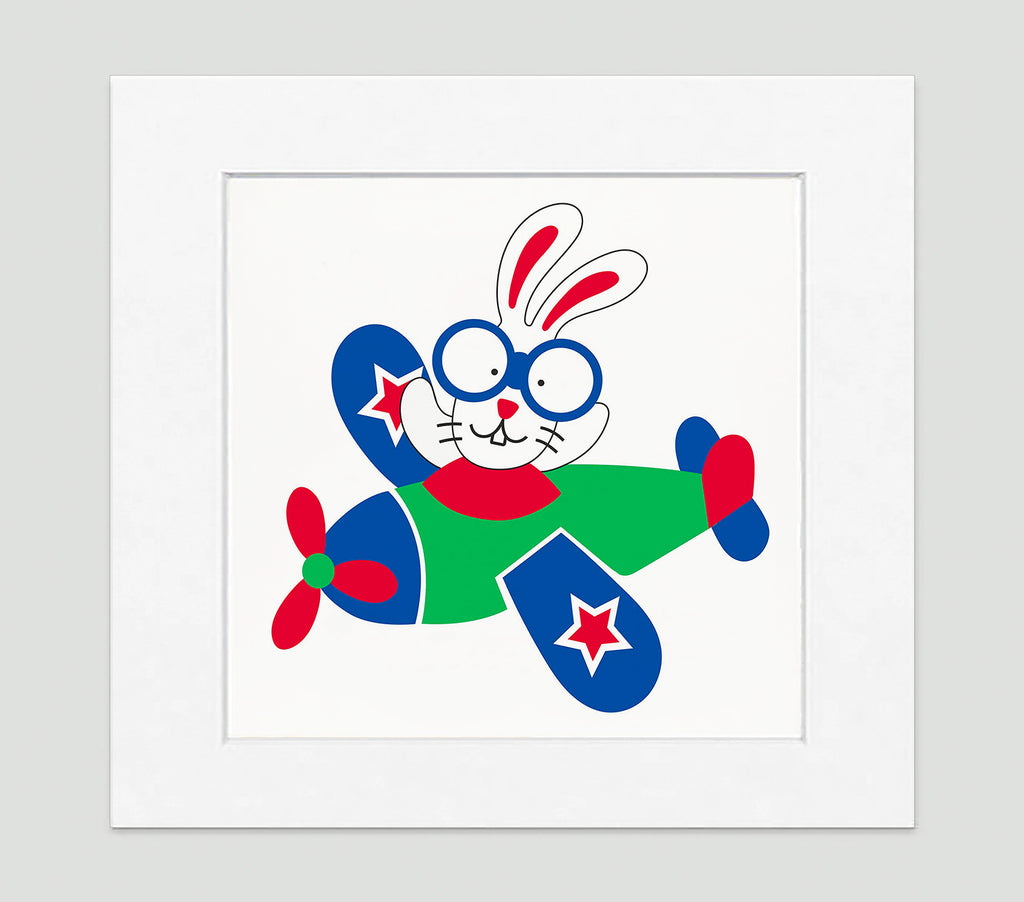 Bunny Airplane Art Print - Kids Wall Art Collection Come Fly With Me Art Print - Kids Wall Art Collection-Di Lewis