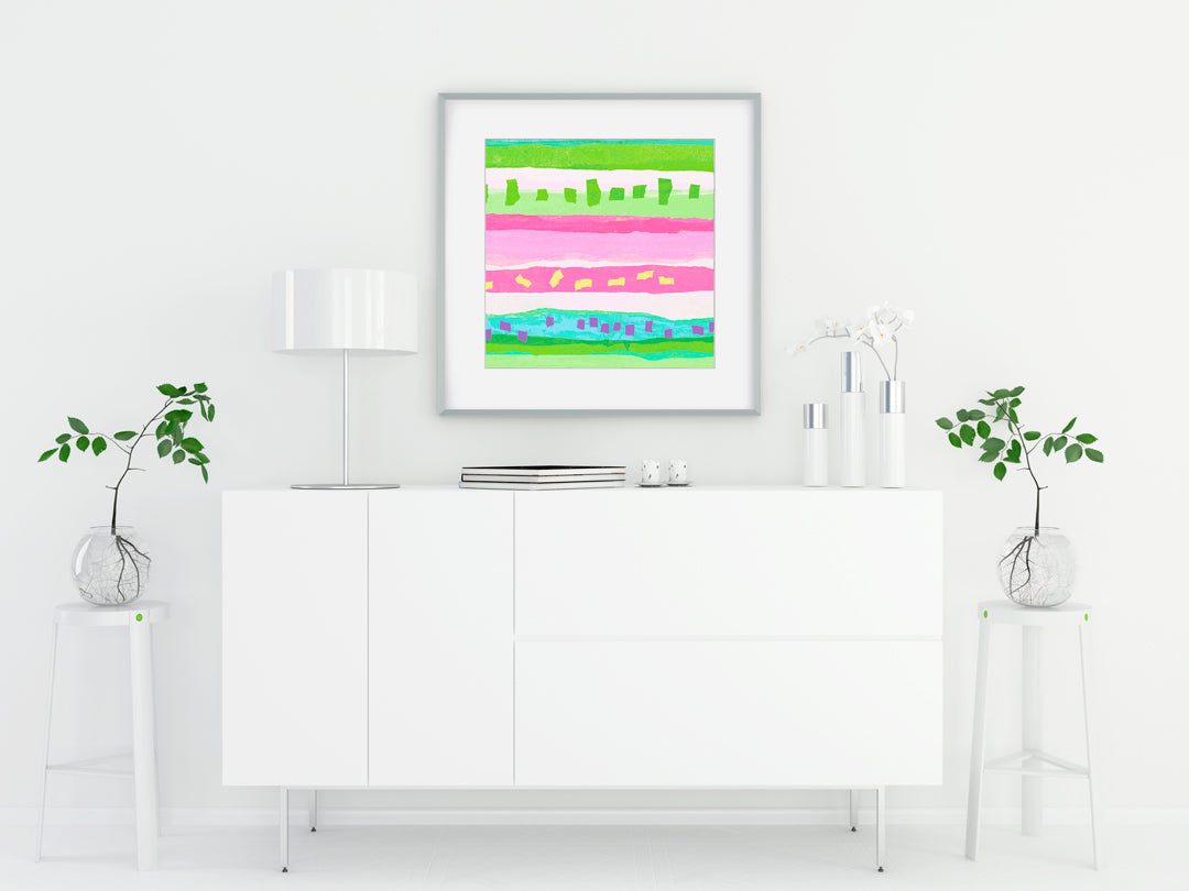 Confetti Pink Green Art Print - Abstract Art Wall Decor Collection-Di Lewis