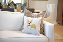 Conor Corgi Throw Pillow Cover - Dog Illustration Throw Pillow Cover Collection-Di Lewis