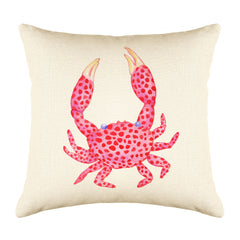 Coral Crab Throw Pillow Cover - Coastal Designs Throw Pillow Cover Collection-Di Lewis