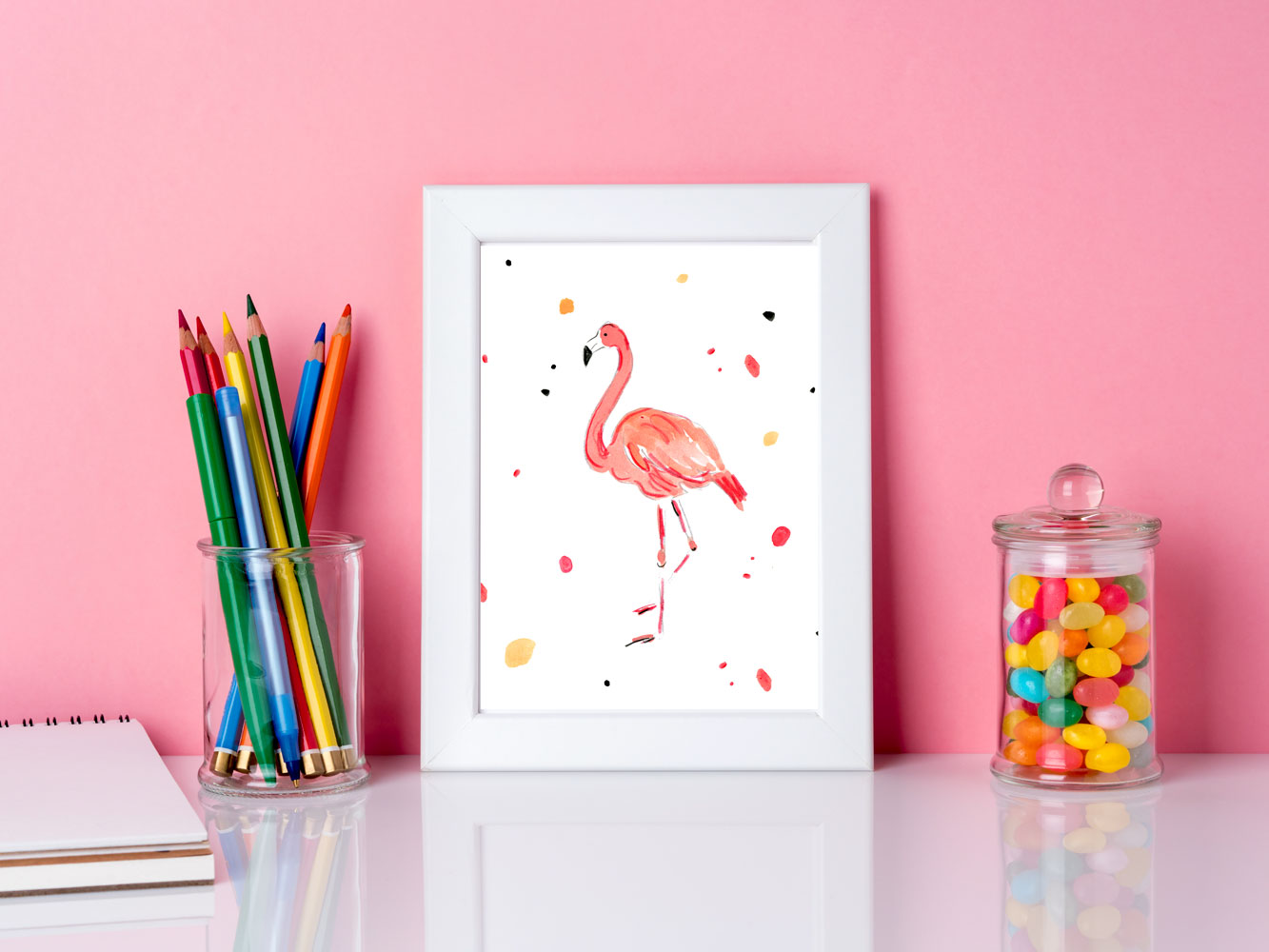 Fergie Flamingo Art Print - Animal Illustrations Wall Art Collection-Di Lewis