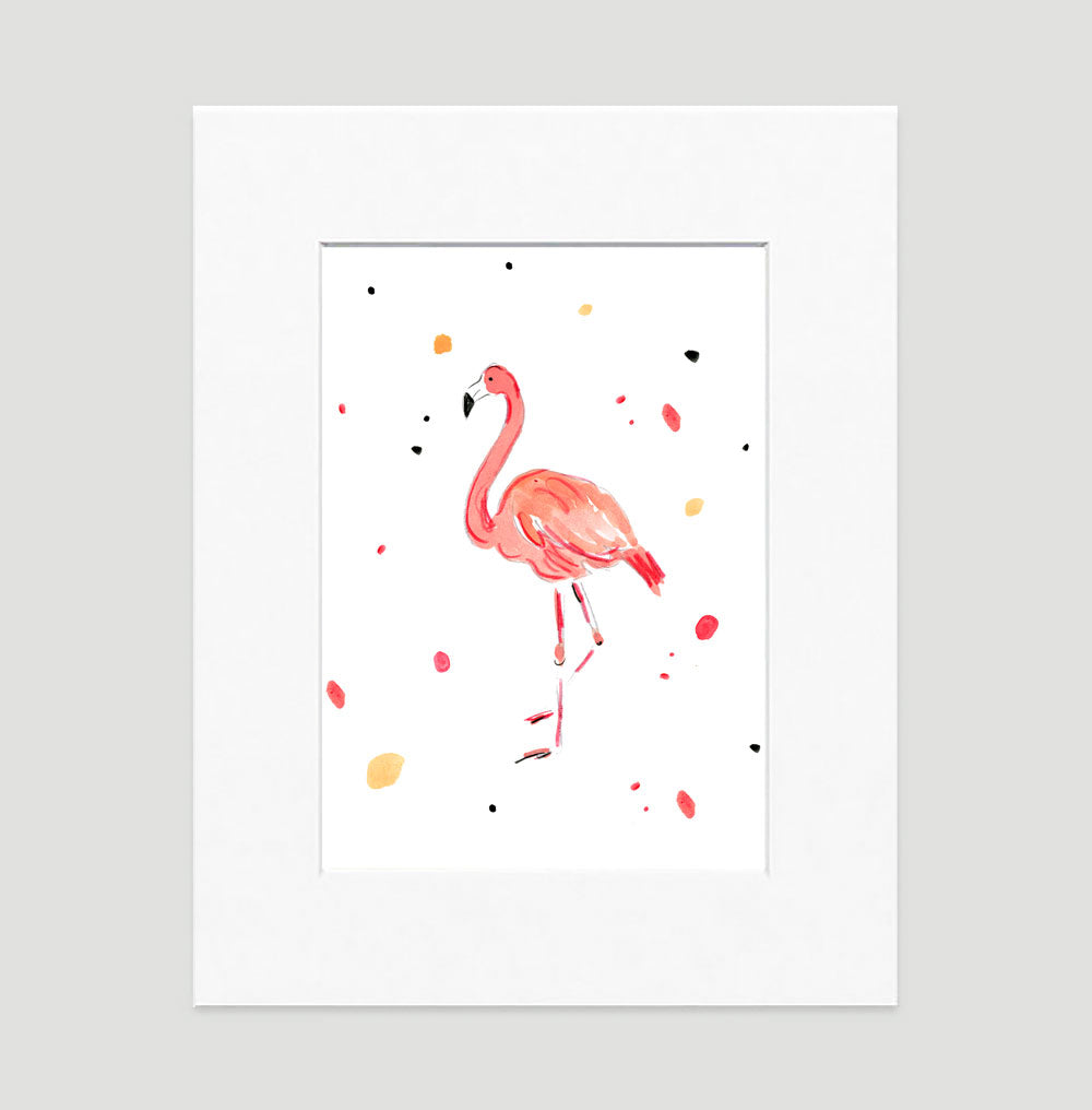 Flamingo Dots Art Print - Animal Illustrations Wall Art Collection Fergie Flamingo Art Print - Animal Illustrations Wall Art Collection-Di Lewis