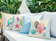 Coral Reef Throw Pillow Cover - Coastal Designs Throw Pillow Cover Collection-Di Lewis