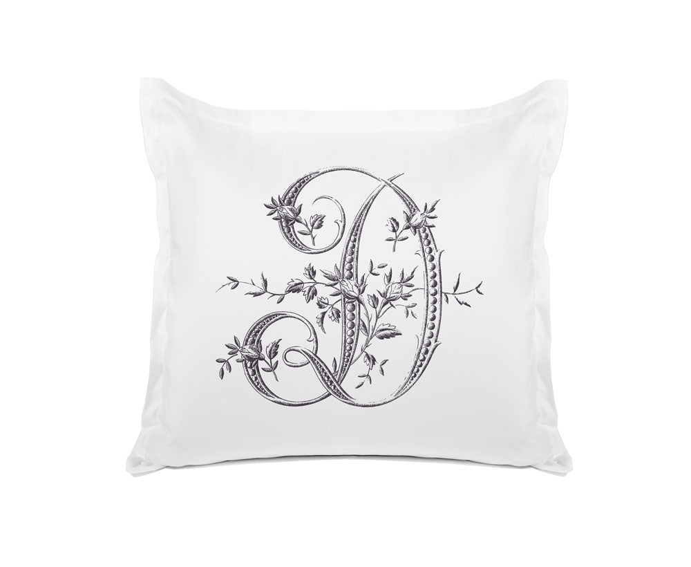 Vintage French Monogram Letter D Pillowcase