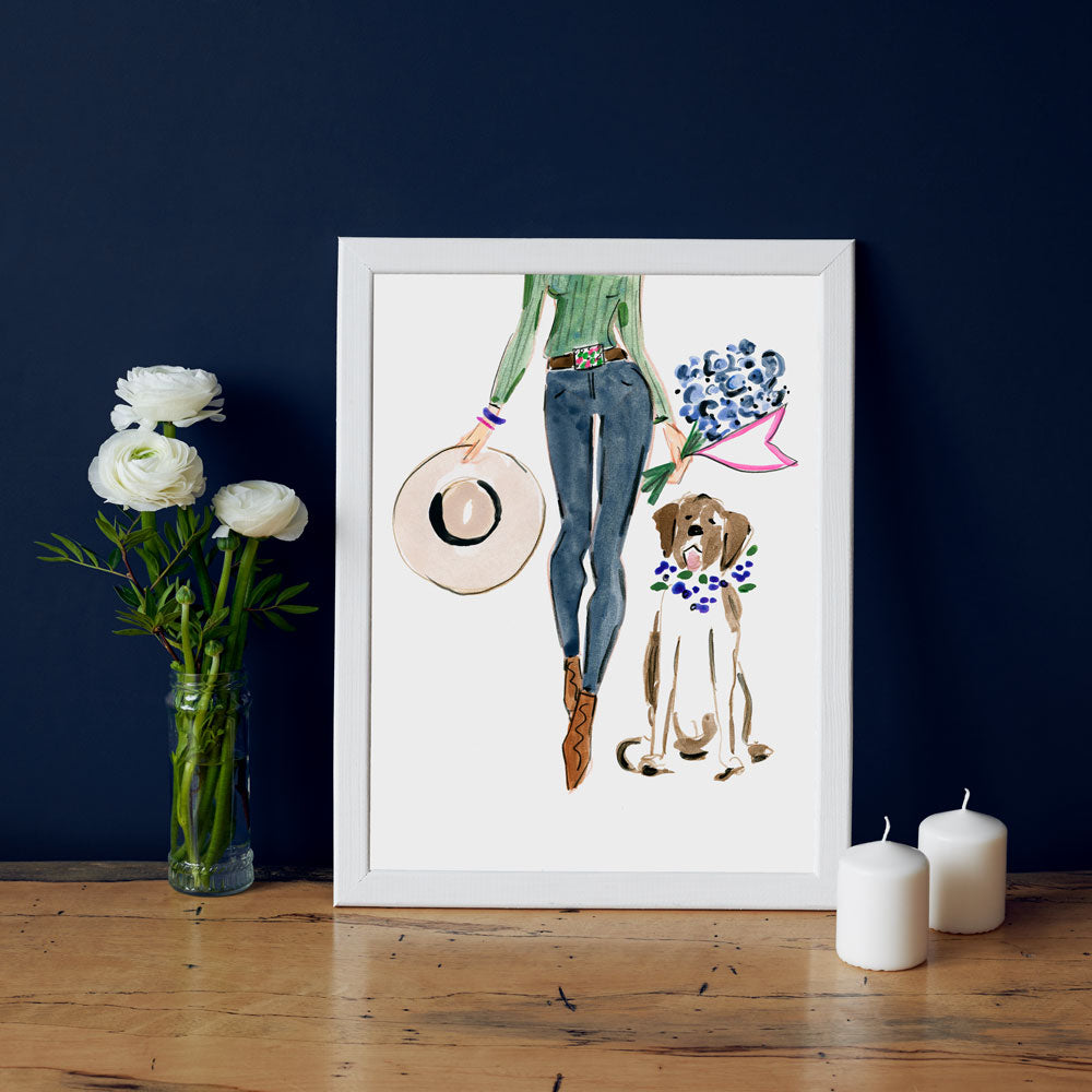 Denim Chic Art Print - Fashion Illustration Wall Art Collection-Di Lewis