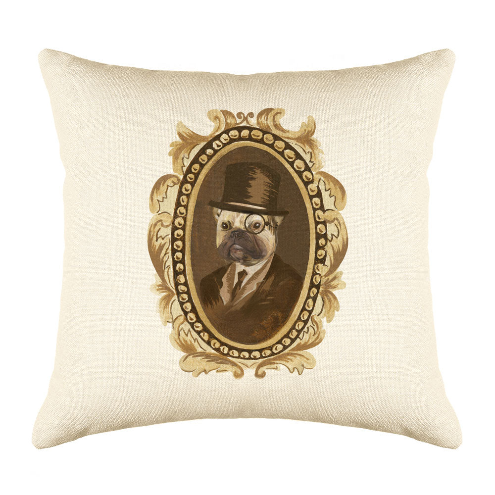 Detective Pug Throw Pillow Cover - Dog Illustration Throw Pillow Cover Collection-Di Lewis