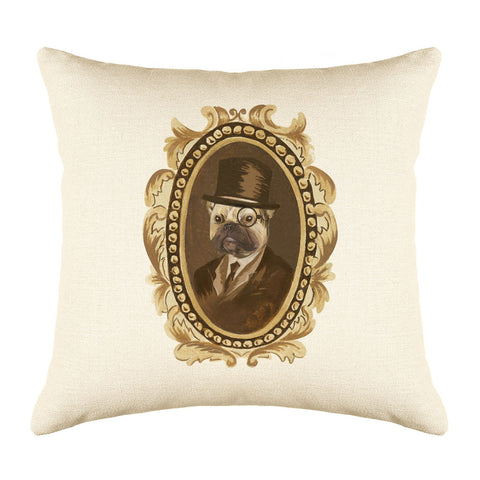 Detective Pug Throw Pillow Cover - Dog Illustration Throw Pillow Cover Collection-Di Lewis