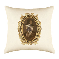 Detective Pug Throw Pillow Cover - Dog Illustration Throw Pillow Cover Collection-Di Lewis