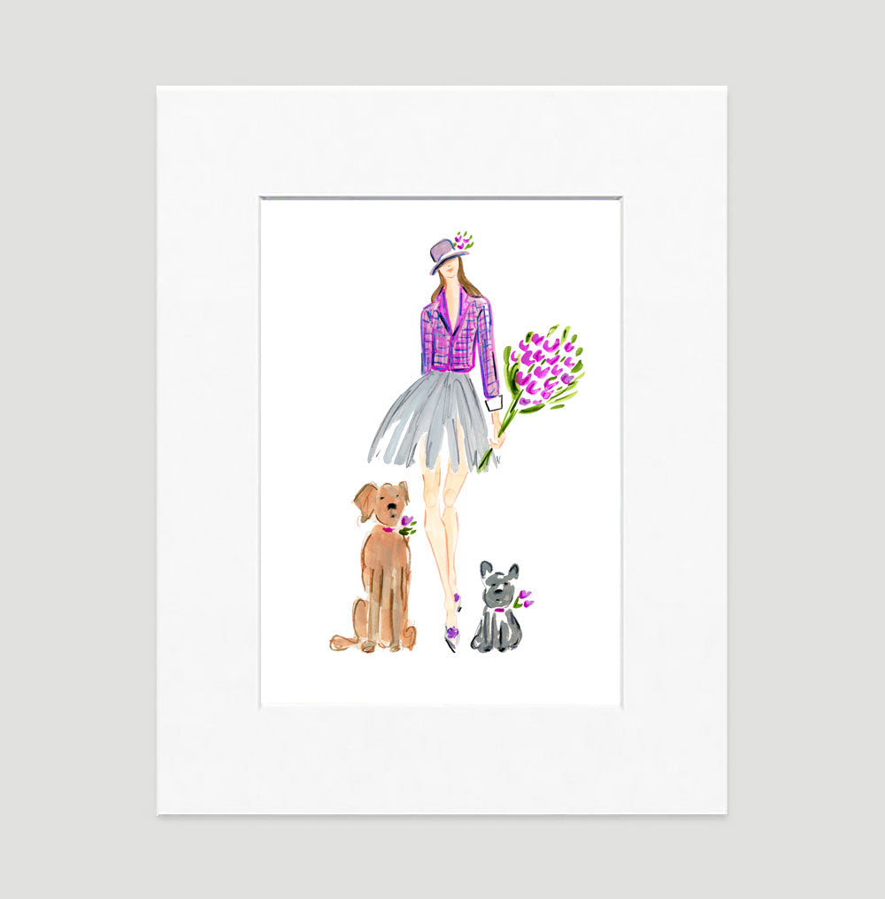 Doggie Date Art Print - Fashion Illustration Wall Art Collection-Di Lewis