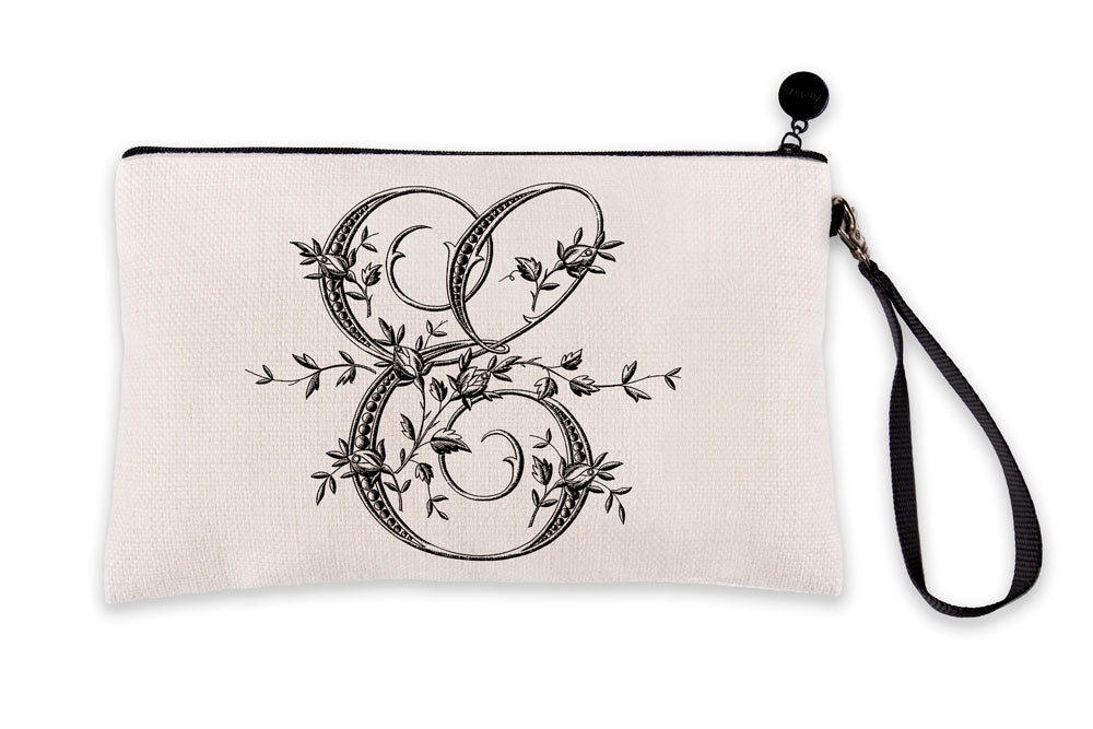 Vintage French Monogram Letter E Makeup Bag