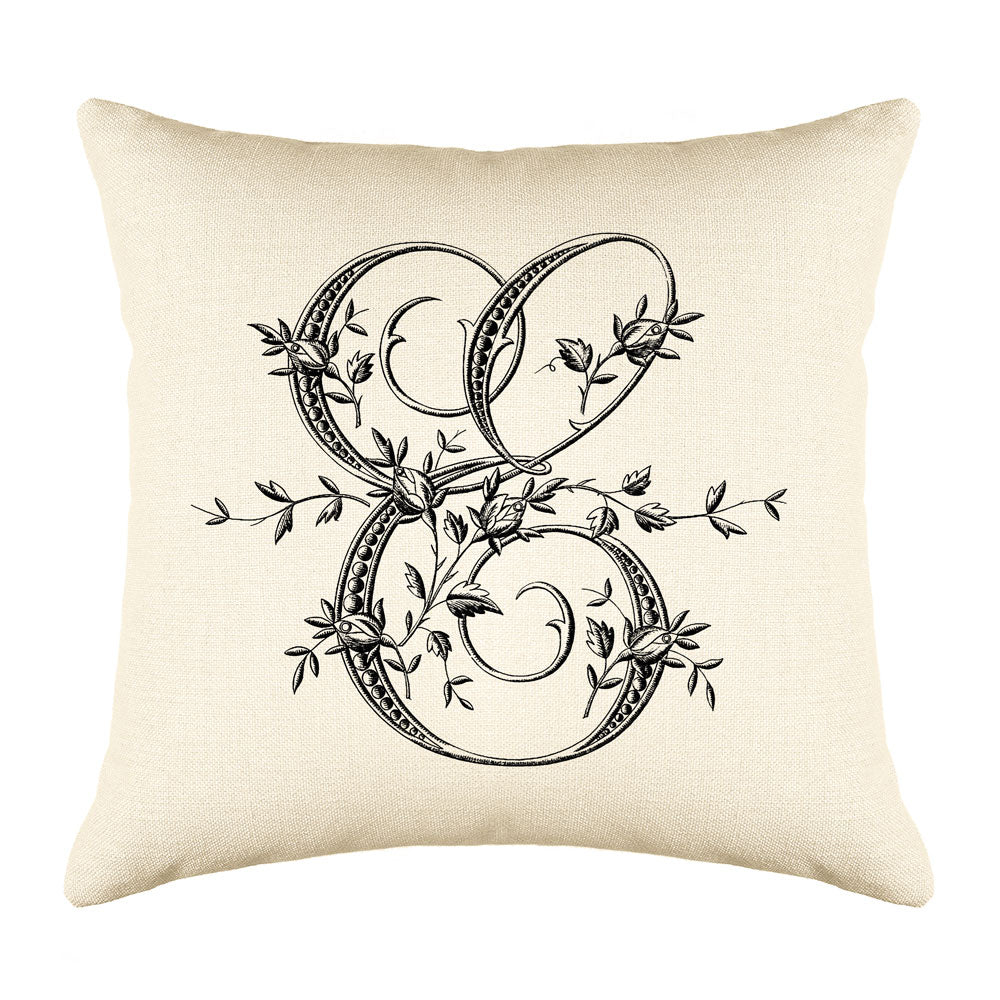 Vintage French Monogram Letter E Throw Pillow Cover