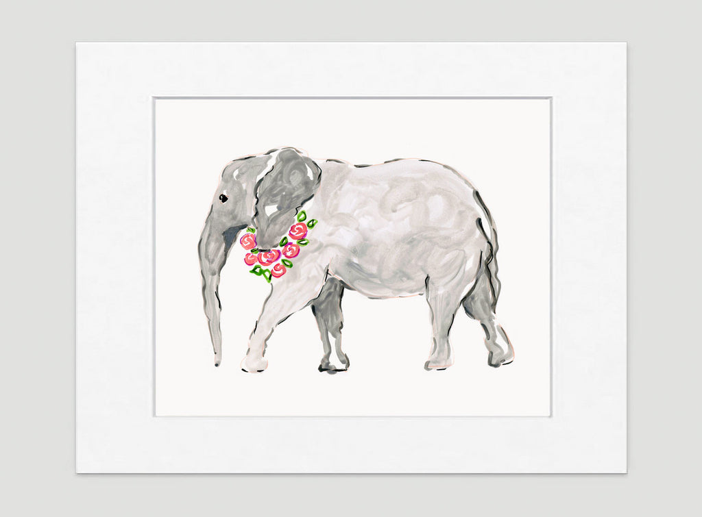 Grey Elephant Art Print - Animal Illustrations Wall Art Collection Ella Elephant Art Print - Animal Illustrations Wall Art Collection-Di Lewis
